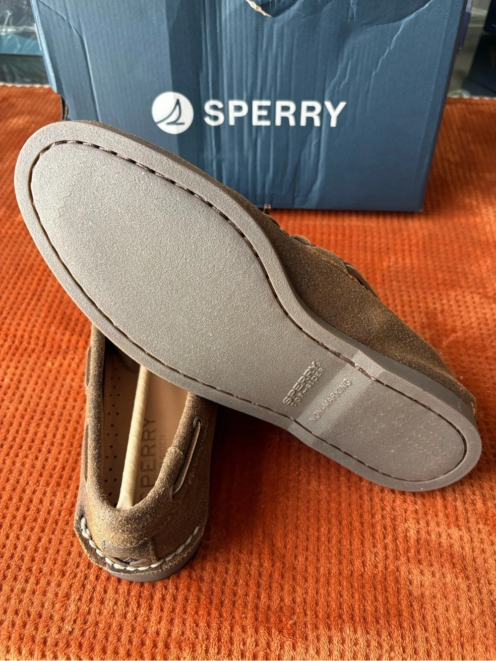 Sperry Brown Suede Men’s Boat Shoes with Leather Laces